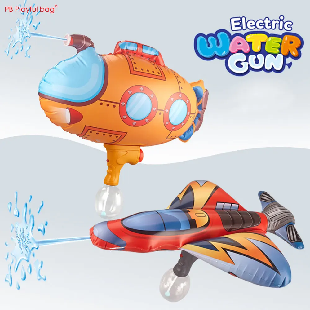 Electric Inflatable Water Gun 2024 Summer Child Large Water Spray Gun Cartoon Submarine Fighter Kids Toy AC206