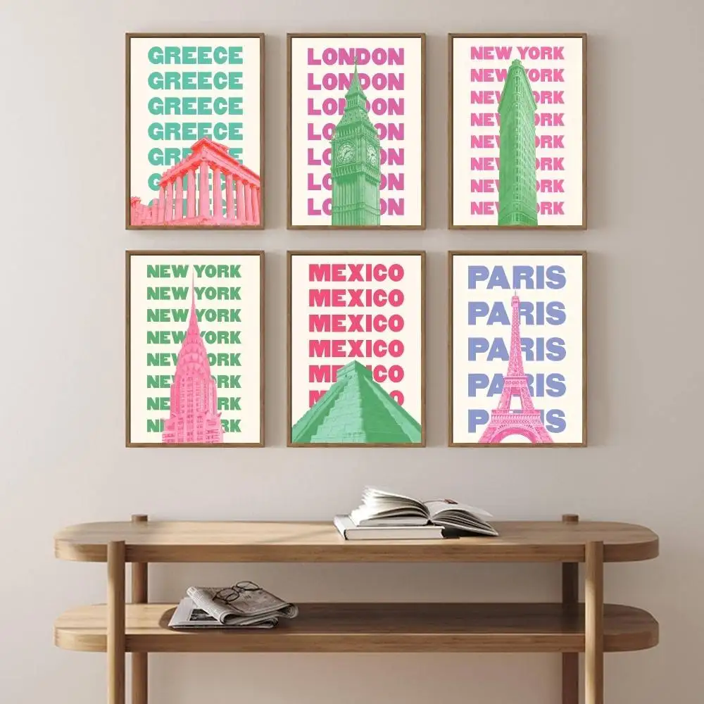 Impresión de viaje de moda Chicago Nueva York San Francisco Londres París Roma Japón Amsterdam Berlín Egipto Miami cartel decoración de la habitación