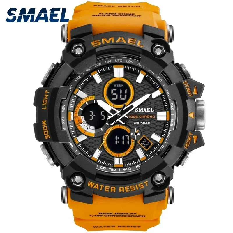 

SMAEL Sport Watch Dual Time Men Watches 50m WaterproofMale Clock Military Watches for Men Shock Resisitant Sport Watches 1802D