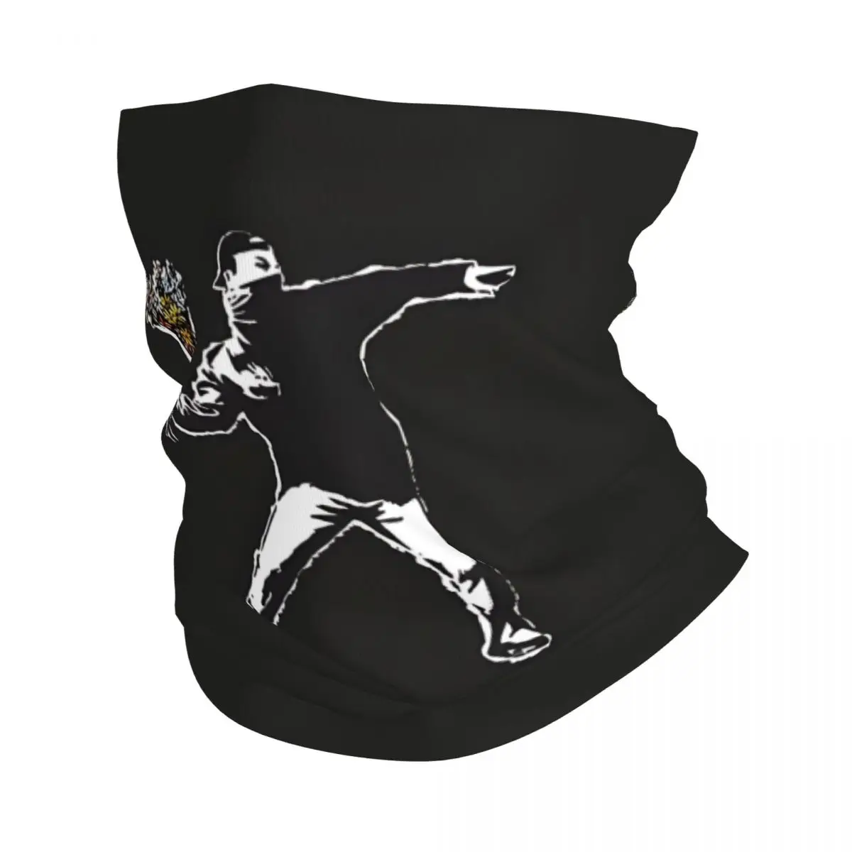 Banksy Graffiti Protest Throwing Flowers Thrower Bandana cubierta para el cuello envoltura bufanda pasamontañas ciclismo Unisex adulto transpirable