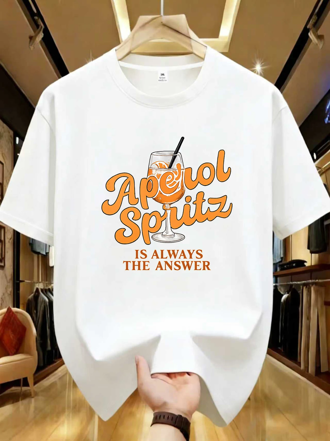 

【WZM1041128】Orange juice printed plus size women's round neck summer casual short sleeved street fashion versatile T-shirt