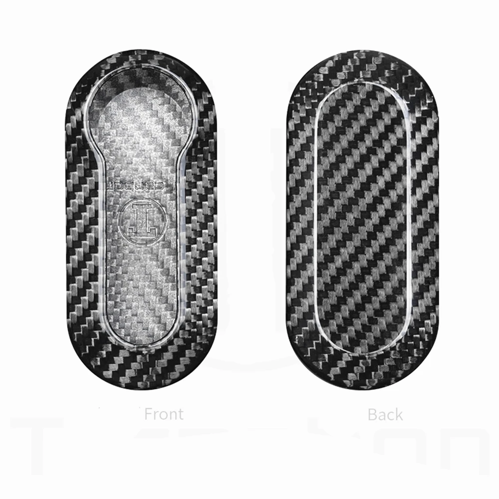 Real Carbon Fiber Auto Smart Car Remote Key Fob Cover Cap Keychain Case Shell Box Trim For Fiat 500 500L Panda Punto Bravo