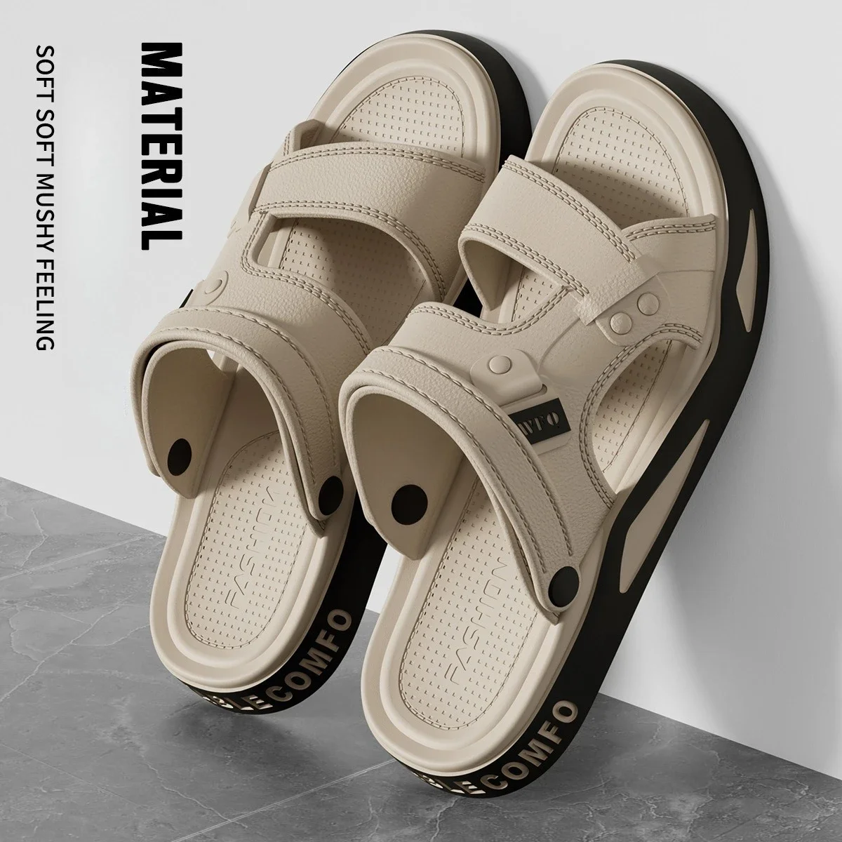 

2025 Summer Men's Sandals Leisure Beach Shoes Male Holiday Slippers Retro Comfortable Casual Sandals Leather Men Slippers