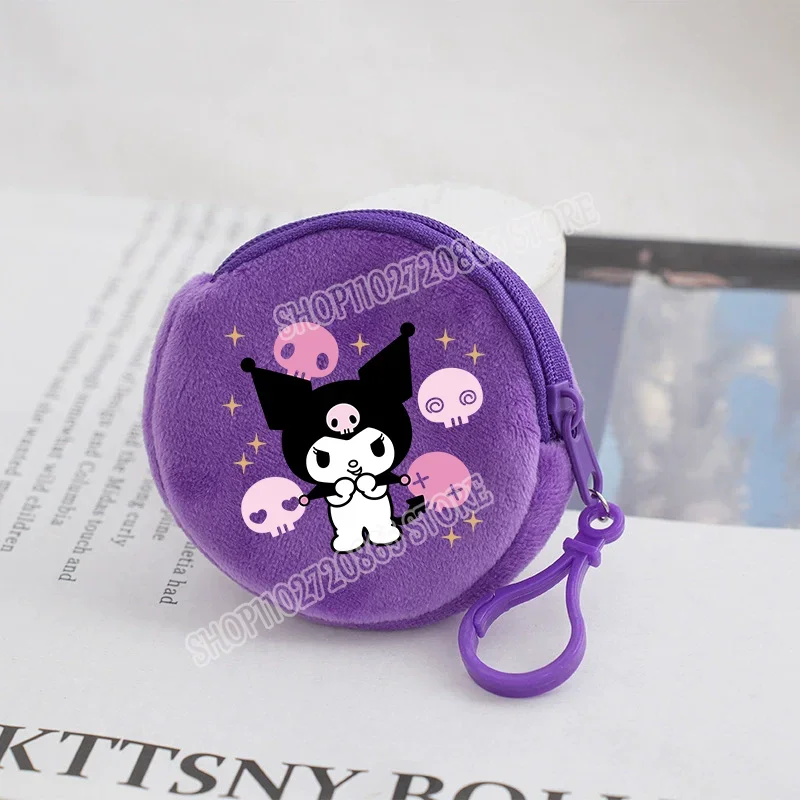 Carteira Kuromi Kawaii, Anime de Alta Qualidade, Carteira com Zíper para Meninas, Mini Carteiras Roxas, Presente de Aniversário para Crianças