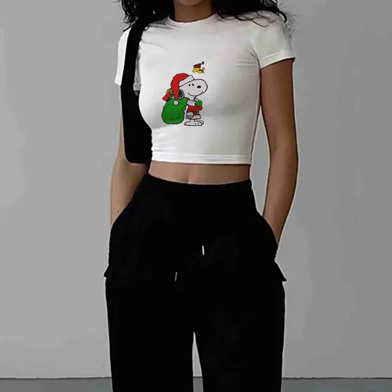 Amerikaanse Snoopy En Woodstock Peanuts Charlie Brown Cartoon T-shirt Y2K Korte Mouwen Casual Tops Zomer Nieuwe Stijl Veelzijdige Top