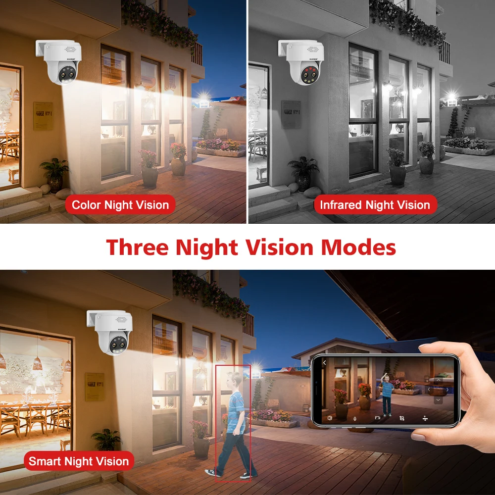 8MP 5MP 4MP 2MP Wifi การเฝ้าระวัง Cam กลางแจ้ง Humanoid Detection Night Vision สี 10X ซูมดิจิตอล PTZ Security Cam