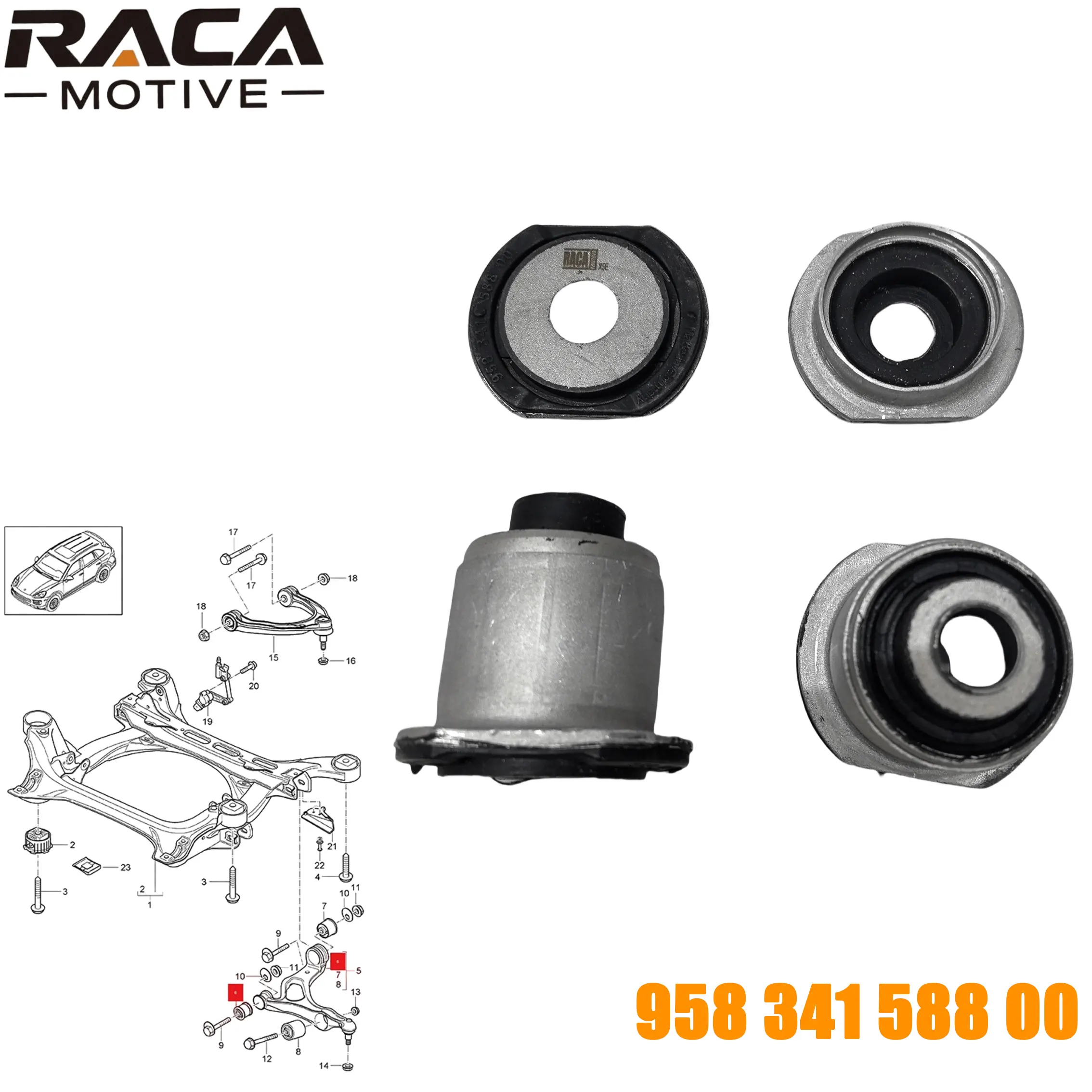 Front Axle Control Arm Bushing (with Cover) Suitable for Porsche Cayenne 92A 2010-2018 Models 95834158800 958 341 588 00