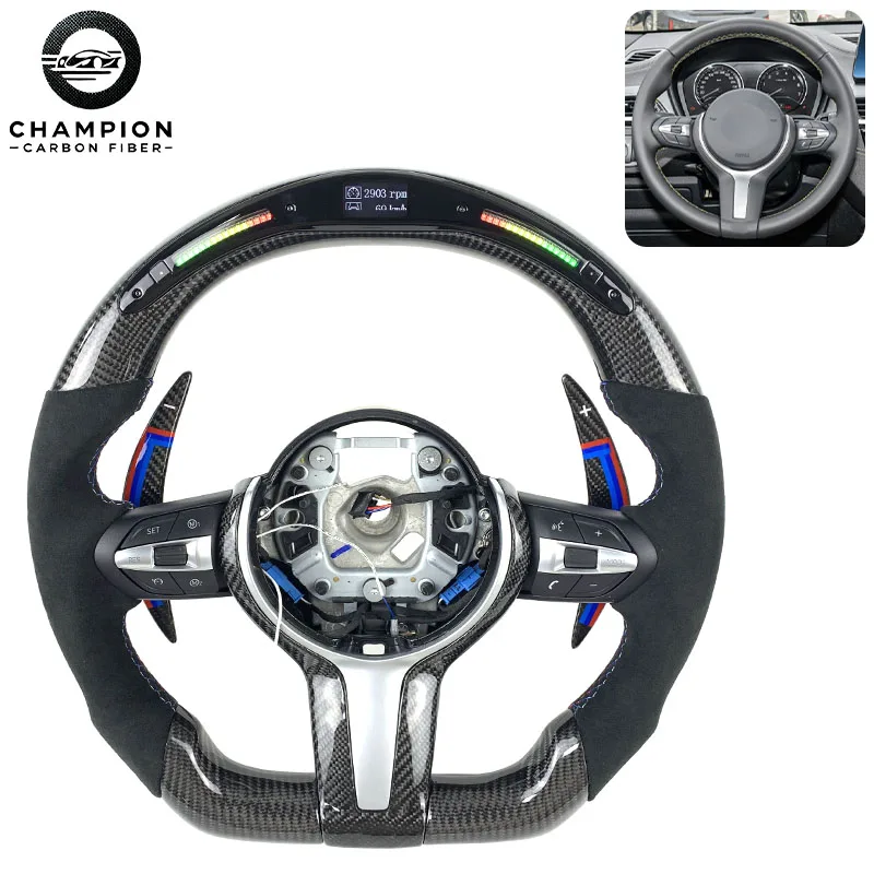 

Sports Steering Wheel for BMW F80 F22 F23 F10 F11 F18 F20 F30 F31 F32 LED Leather Carbon Fiber Steering Wheel Shift Paddles