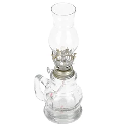 Lámpara de queroseno decorativa de cristal, linterna rústica Retro, mecha de algodón, máscara de luz LED, herramienta de iluminación