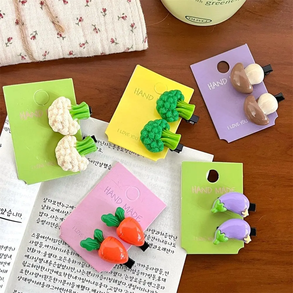 Fashion Vegetable Simulated Food Hair Clip Broccoli Geometry Fake Food Hairpin Bangs Clip Carrot Kids