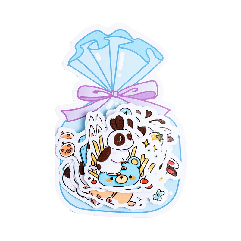 30 Sheets Bunny Miemie Series Kawaii Rabbit Theme Washi Paper Crystal Ink Sticker Creative DIY Collage Decor Stationery