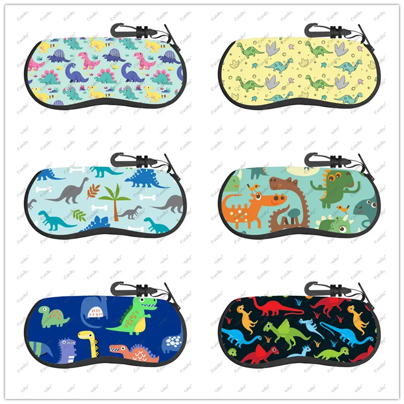 

Cartoon Animal Dinosaur Glasses Case Printed Travel Zipper Sunglasses Bag Pattern Classic Men's and Women's Storage Glasses Bag