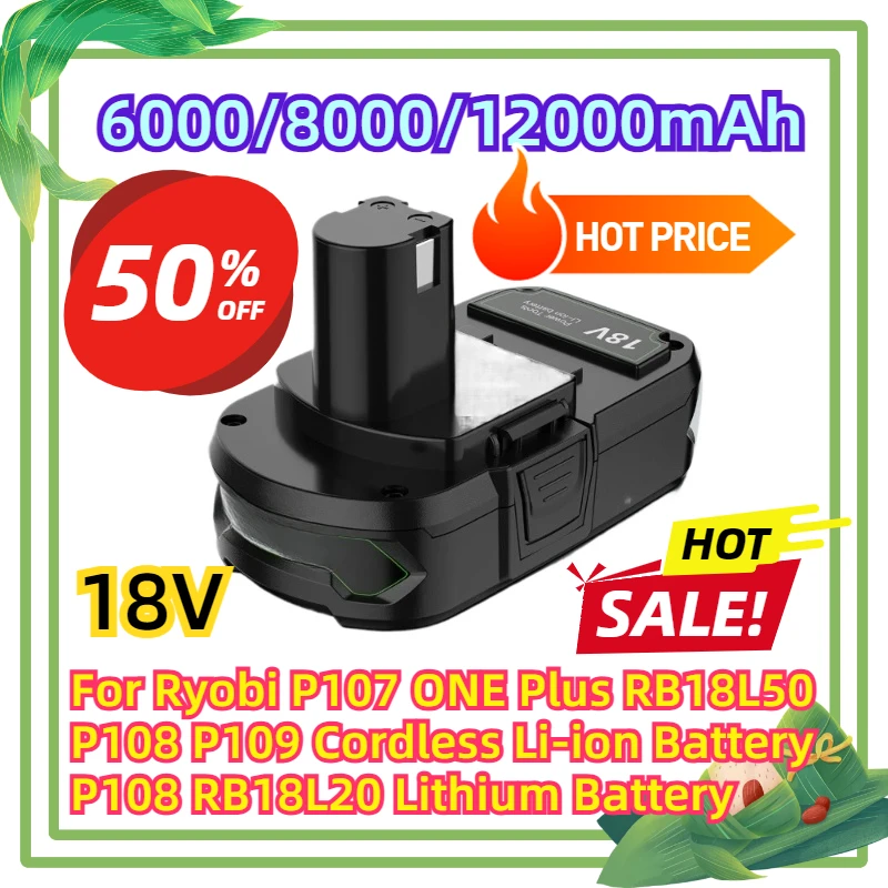 

For Ryobi P107 ONE Plus RB18L50 P108 P109 Cordless Li-ion Battery P108 RB18L20 18V Lithium Battery