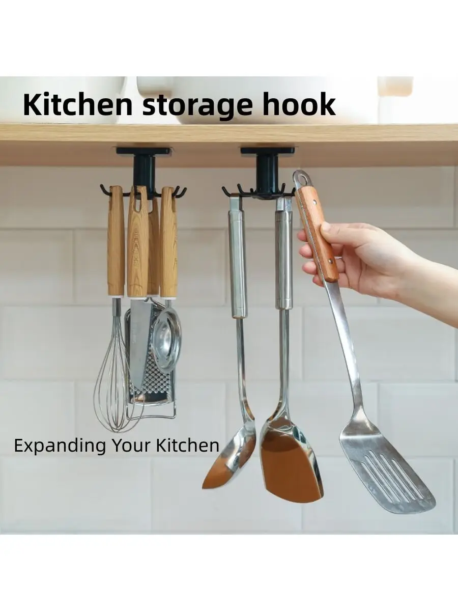 Kitchen organizer and storage kitchen supplies organizer rotatable bracket accessories  cabinet organizer hook storage rack