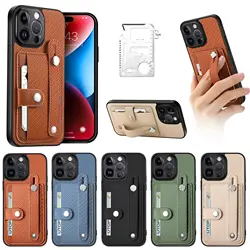 Wristband Case For Samsung Galaxy Wide7 6 5 A Quantum 4 Buddy 3 Jean2 Jump 5G Magnetic Holder Leather Multi Card Knife Cover