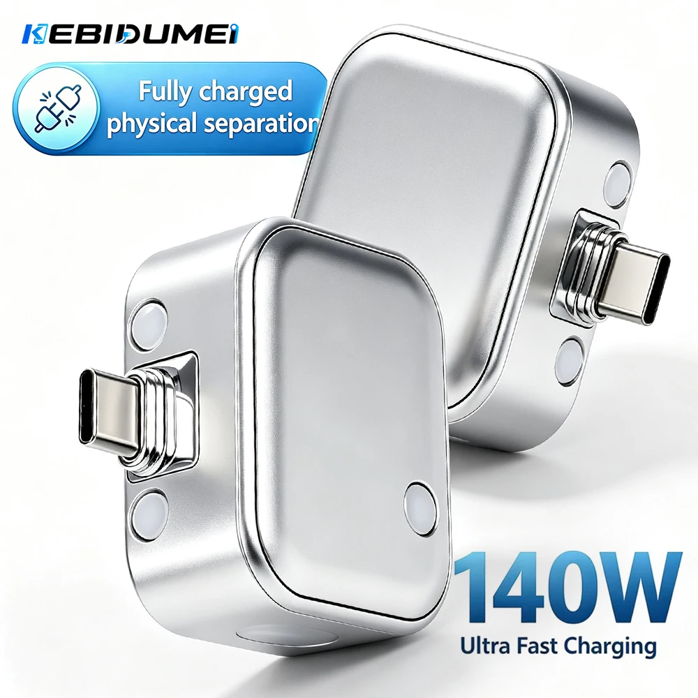 KEBIDUMEI 2PCS 140W Type-C Phone Charging Separator Smart Auto Power-off Overcharge Protection Battery Saver for USB-C Equipment
