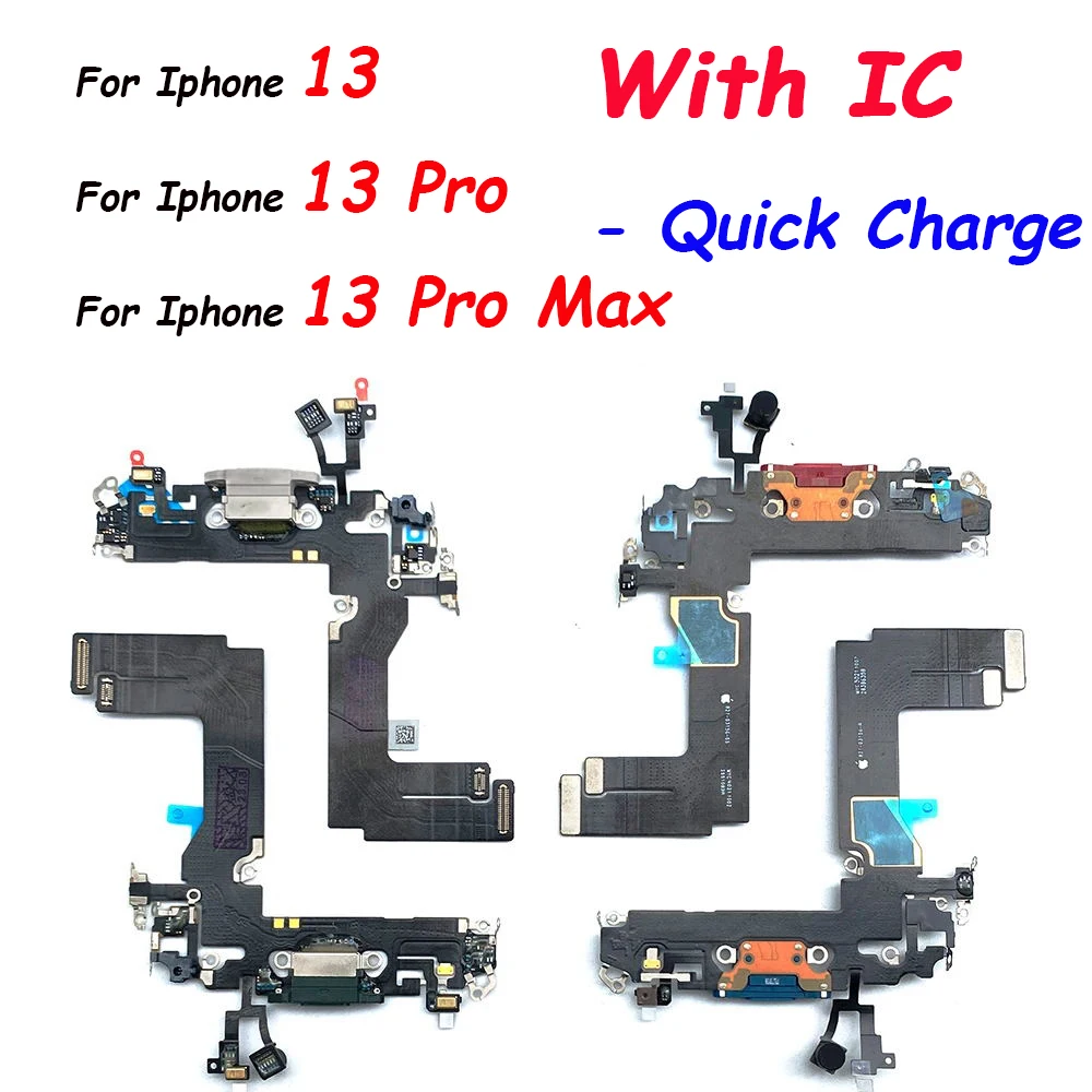 

New USB Connector Charger Charging Port For iPhone 13 mini 13Pro 13ProMax Dock Charge Board Flex Cable With Mic Microphone