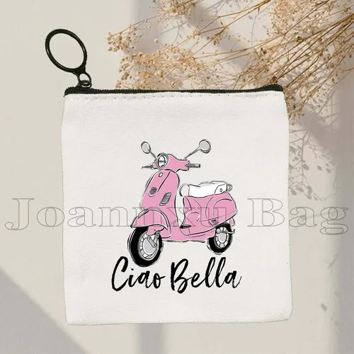 Imagen 2 del producto Floral Bella Ciao niñas italianas corazón lindos regalos moño desordenado bandera Italia Pisa Roma monedero funda para llaves tarjetero cartera bolsa
