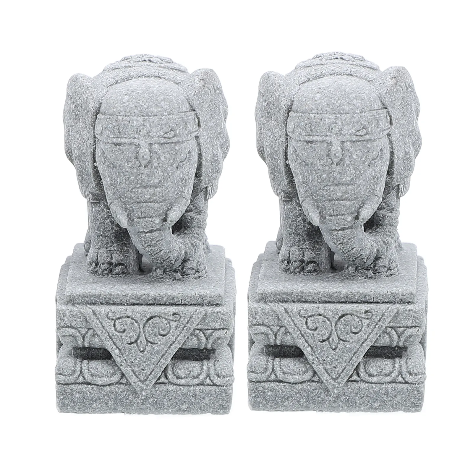 1Pair Sandstone Elephant Statue Feng Shui Decor Miniature Sculpture for Living Room Office Desktop Wine Cabinet Bonsai Micro