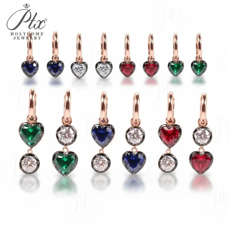 

Romantic Heart Shaped Lab-Grown Gemstone Earrings Multi Color Fashion Jewelry for Women Ideal for Daily Wear Hypoallergenic