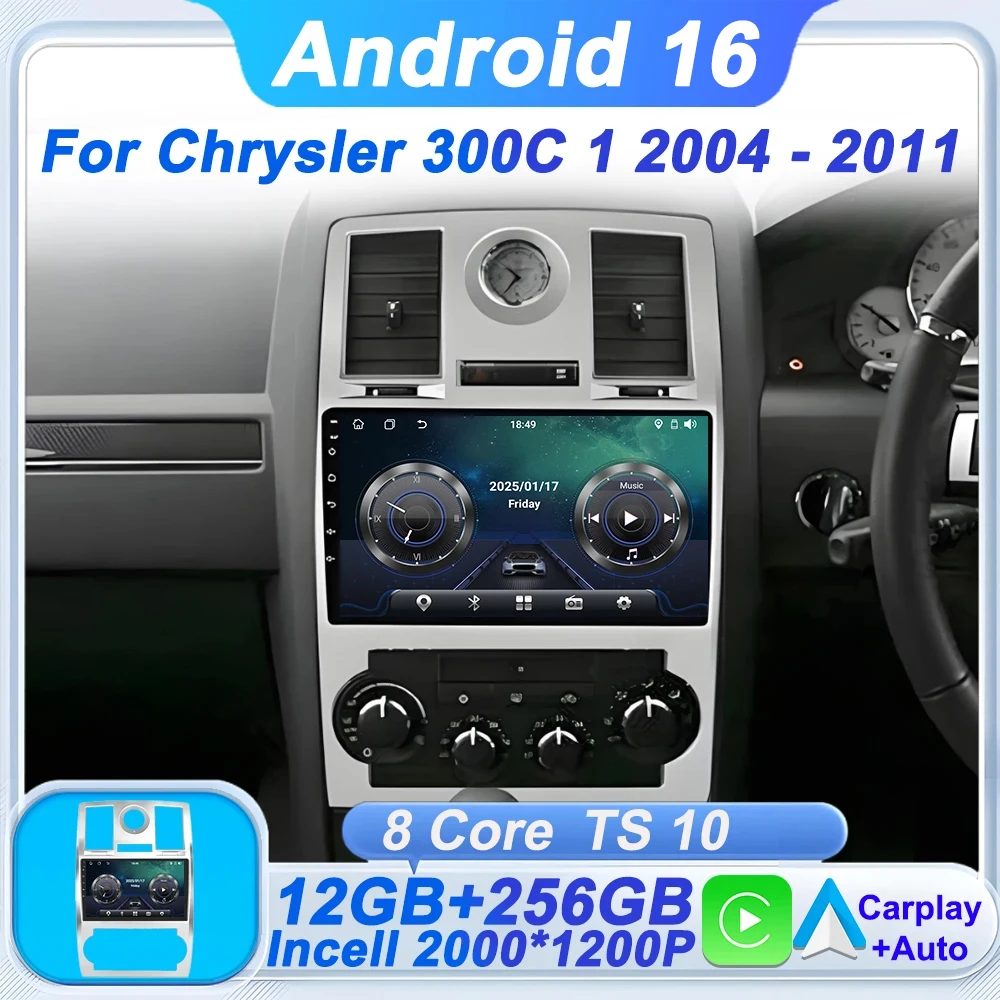 

Автомагнитола Android 16 для Chrysler 300C 1 2004-2011: Стереосистема, GPS-навигация, 5G Wi-Fi, RDS