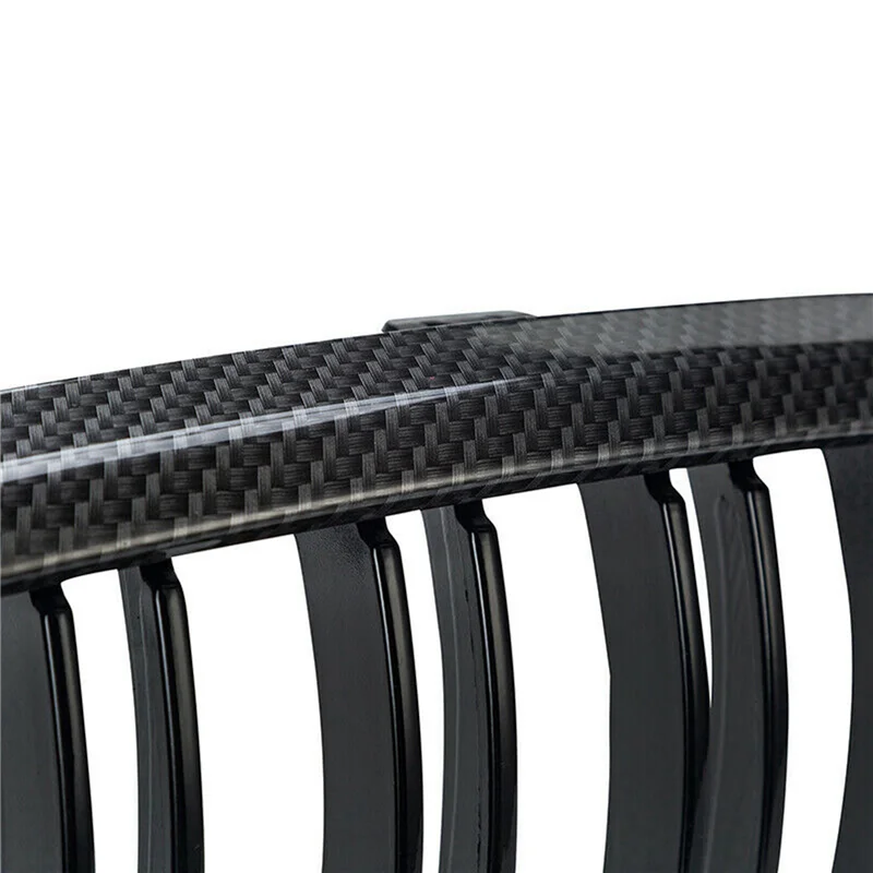 

4X For -BMW E90 E92 E93 M3 328I 335I 2007-2011 Carbon Fiber Look Front Kidney Grille 51137157275 51137157276-A93R