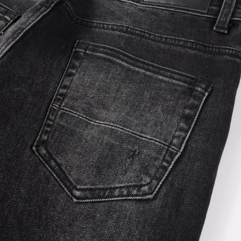 Y2KStreet Fashion New Jeans Washed Nostalgic Perforated Patch High Street Fashion New Black Jeans Designer Hip Hop Brand Pants