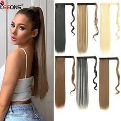 22 Inch Long Straight Wrap Around Ponytail Extension Synthetic Black Brown Blonde Ponytail Fake Pony Tail Hair Pieces For Women