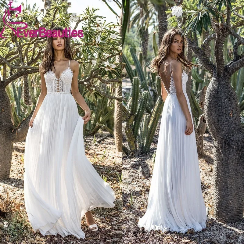 Vestido de noiva chiffon para mulheres, vestidos de noiva, robe boho, vestido de noiva, 2024