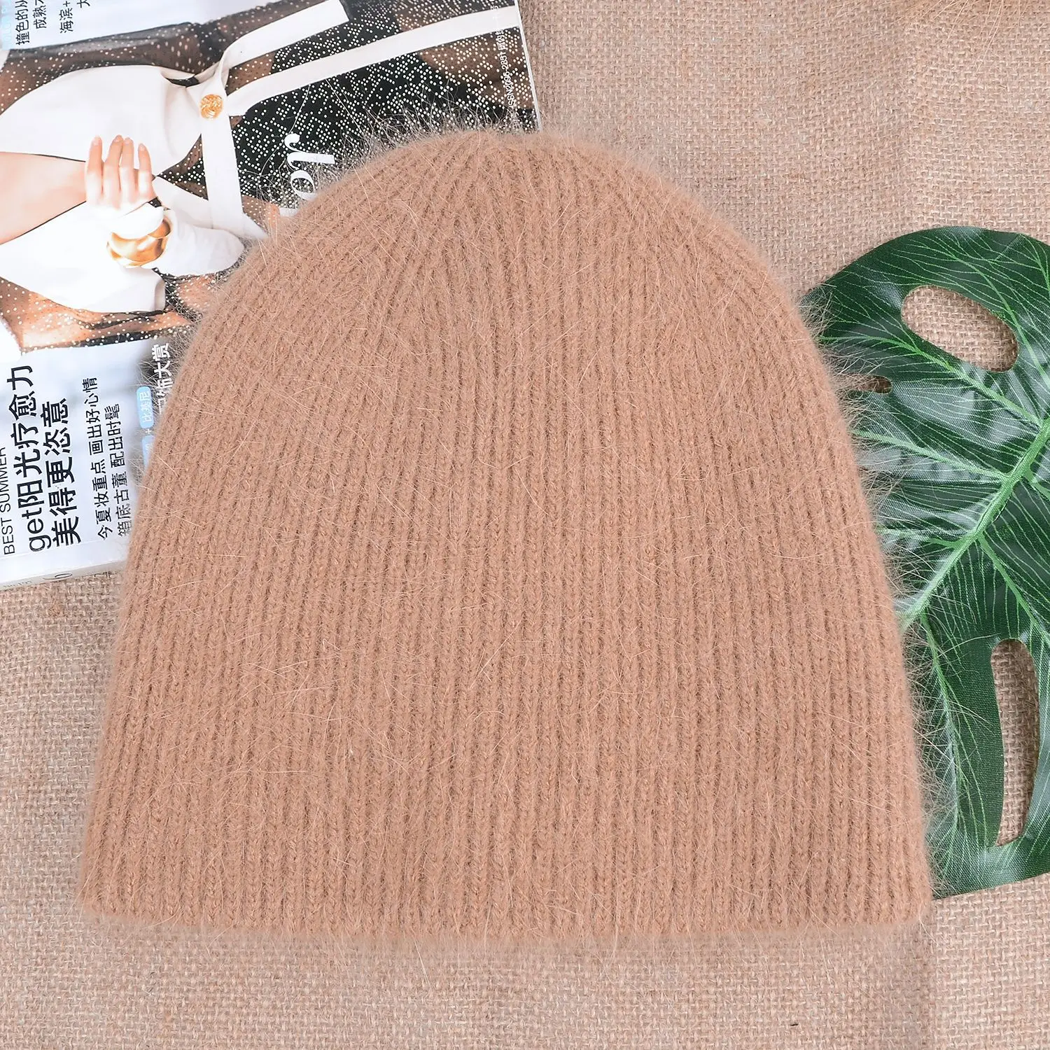 13 Farben neue hochwertige, am besten abgestimmte Damen-warme Skullies-Mütze aus Kaninchenfell, Wintermütze für Damen, weiche Herbstmütze, Geschenk – Detail 7