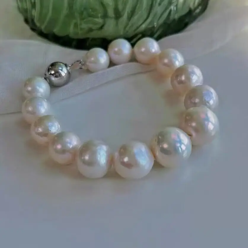 gorgeous 11-12mm south sea white baroque pearl bracelet 7.5-8"