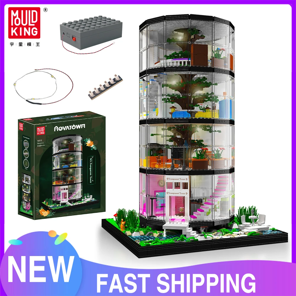 Mould King 16013 Streetview Building Block The MOC-145879 Transparent Tower Model Assembly Brick Toys Kids Christmas Gift