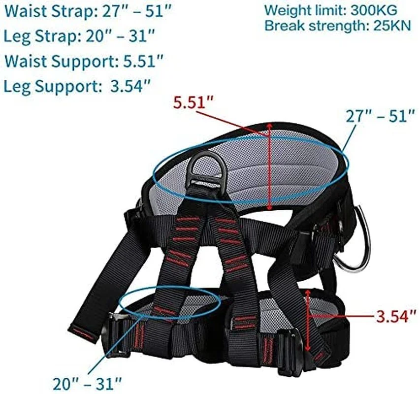 Imagem -03 - Cinto de Segurança de Meio Comprimento Profissional Arnês Ajustável Equipamento de Suporte de Cintura Escalada Caverna ao ar Livre Suprimentos de Montanhismo