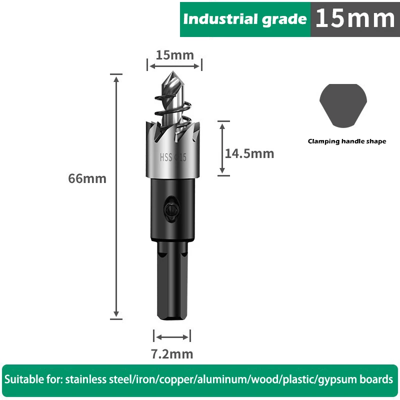 Gatenzaagset 12-100 mm harde metalen boren Zware gatopener Gatsnijder voor metaal Roestvrij staal Ijzer Hout Kunststof enz.
