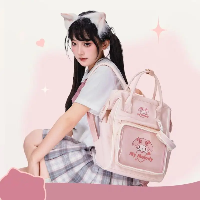 

Sanrio Cinnamoroll Cartoon Print Large Capacity Tutorial Bag Cute Fashion Student Girl Heart Burden Reduce Breathable Backpack