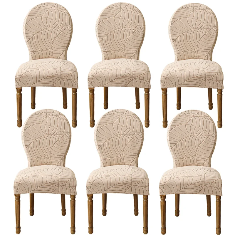 1/2/4pcs Jacquard Elastic Chair Cover Round Back Dining Room Chair Slipcover Furniture Protector for Kitchen Home Wedding