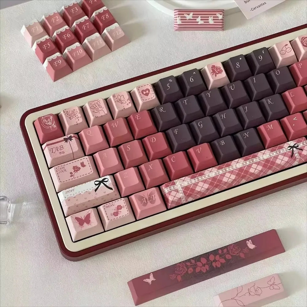 Cherry 150 Keys, Lost Rose Garden Keycap Kit PBT Kit for Mx Cherry Gateron Switch Mechanical Keyboard Kit