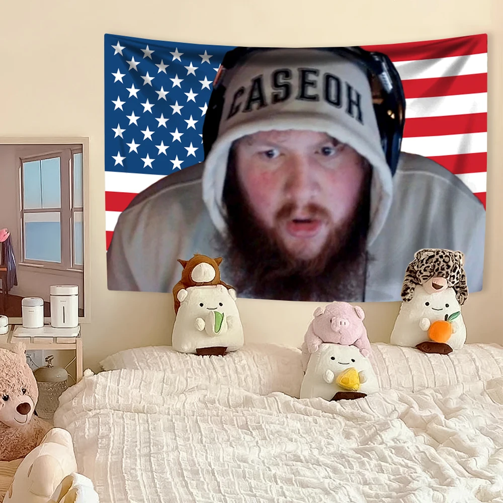 

Caseohs American Flag Wall Art Tapestry Funny Gamer Home Decor Wall Hanging Bedroom Dorm Backdrop Birthday Gift Room Decoration