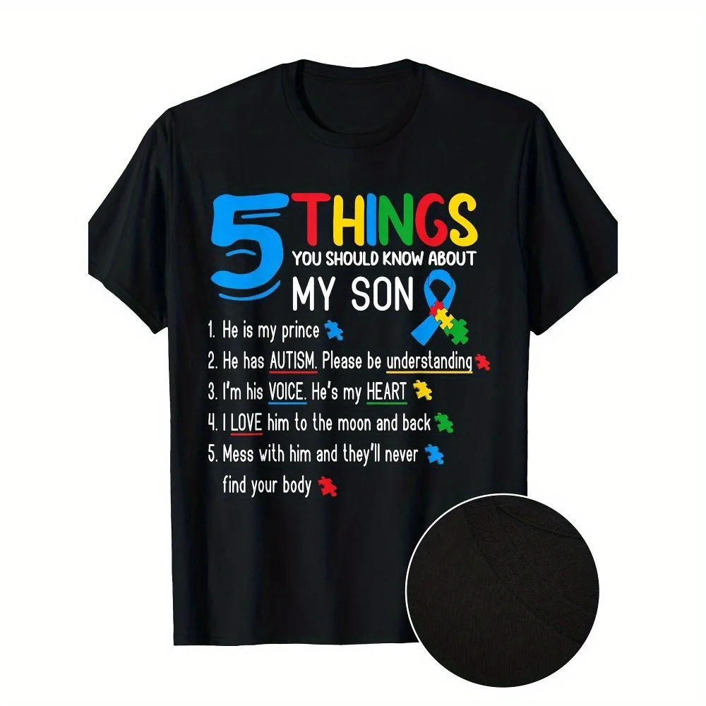 

Autistic Son, Autism Awareness Support, Mom, Dad, Parent T-Shirt 100% Cotton-220g T-Shirt, suitable for Easter