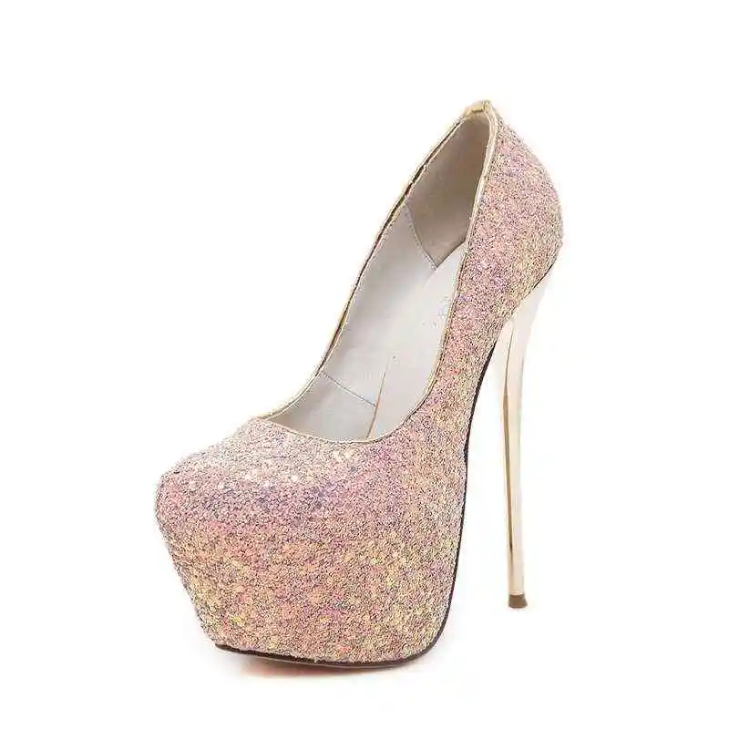 large-size-high-heels-45-women's-sequined-stiletto-heel-platform-sexy-faion-single-oes-for-par-glitter-slip-on-flats