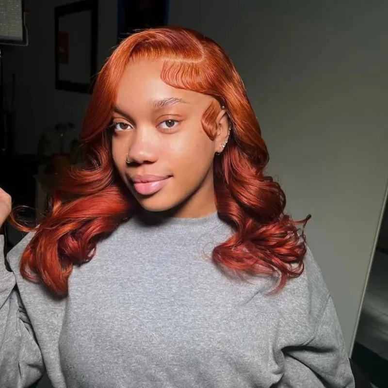 الزنجبيل بوب الدانتيل الجبهة الباروكات الشعر البشري للنساء السود 13x4 HD الدانتيل أمامي مستقيم بوب البرتقال الزنجبيل شعر مستعار قبل قطعها البرازيلي #4