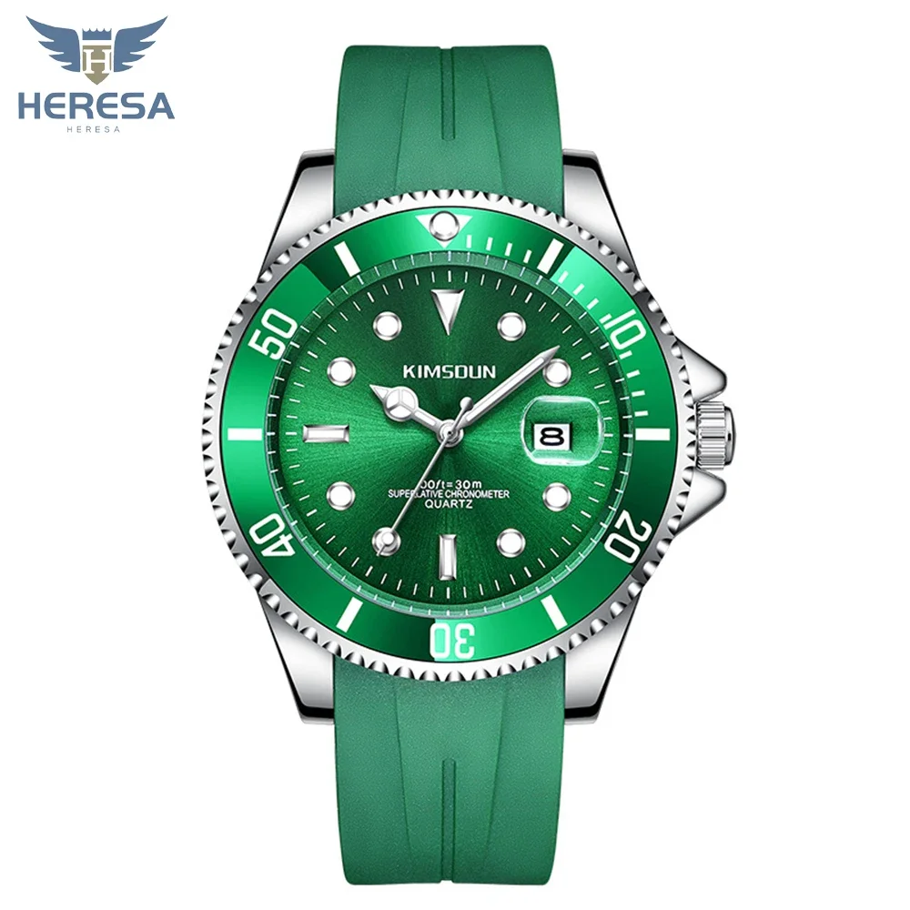 HERESA Advanced Luxury Fashion Diver Watch Men 3ATM Waterproof Date Clock Sport Watches Mens Quartz Wristwatch Relogio Masculino