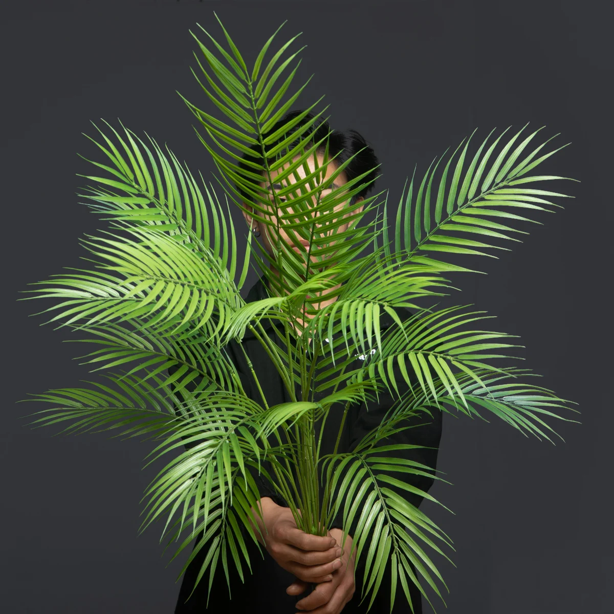 88 cm 18 Gabeln große gefälschte Palmenpflanzen künstliche Monstera-Kunststoff-Farnblätter künstlicher Palmenzweig für Hausgarten-Party-Dekoration – Detail 6