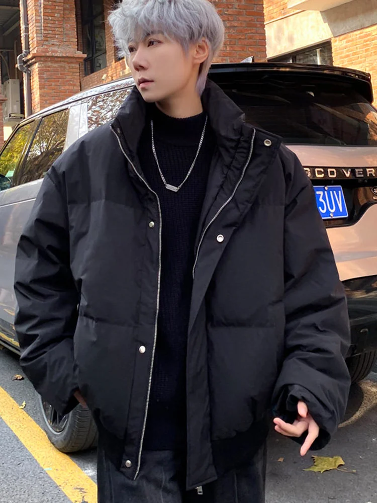 

Зимняя теплая хлопковая куртка для мальчиков, пушистая однотонная спортивная удобная модная простая свободная короткая толстая верхняя одежда с воротником-стойкой