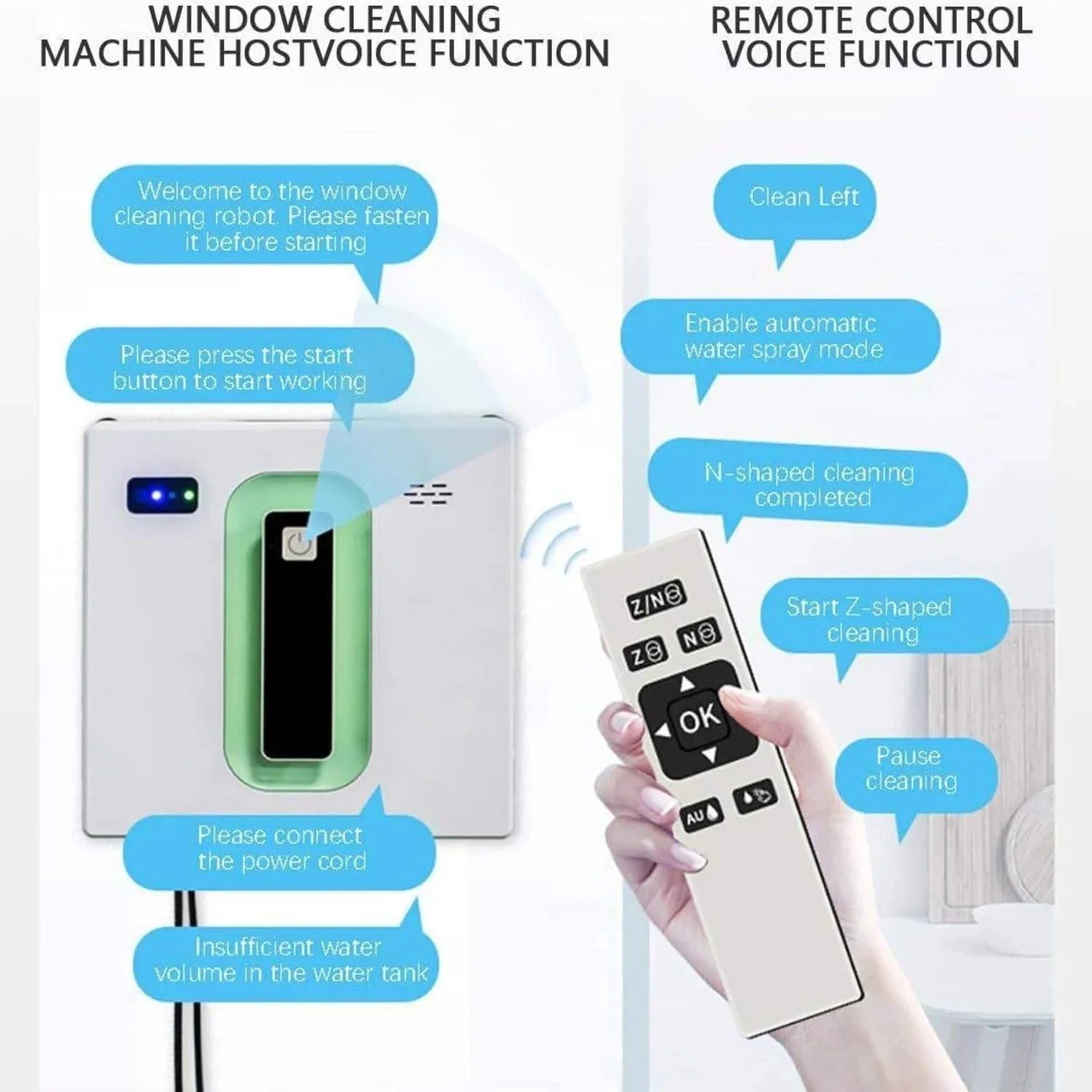 روبوت تنظيف النوافذ الأوتوماتيكي آلة تنظيف النوافذ رقيقة جدا على الوجهين رذاذ الماء 2500Pa روبوت مُنظف نوافذ