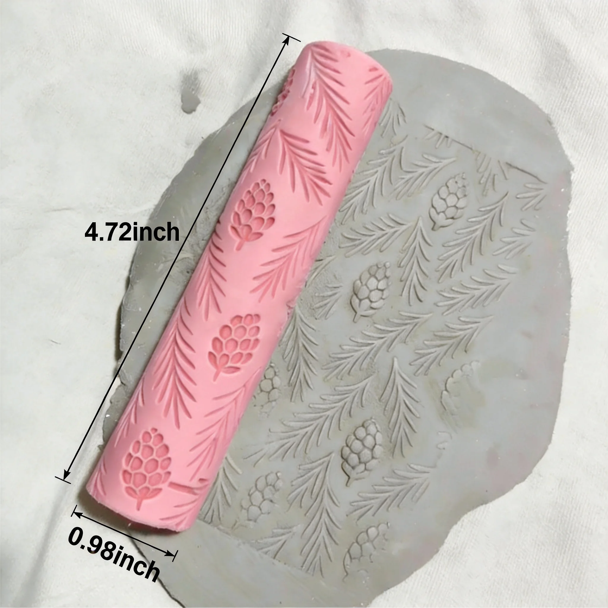 Clay Relief Texture Roller Can Be Used as a Rolling Pin, with an Evergreen Pinecone Pattern, Suitable for Pottery DIY Craft Tool