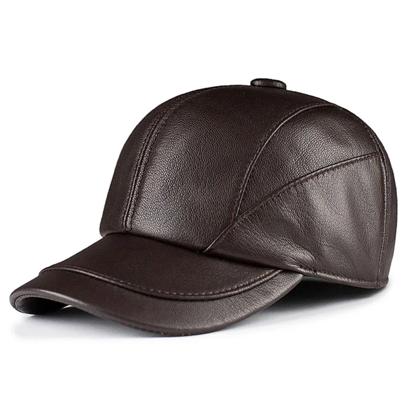 

genuine leather hats for men's and women's baseball caps, goat skin casual duckbill caps, thin Korean version