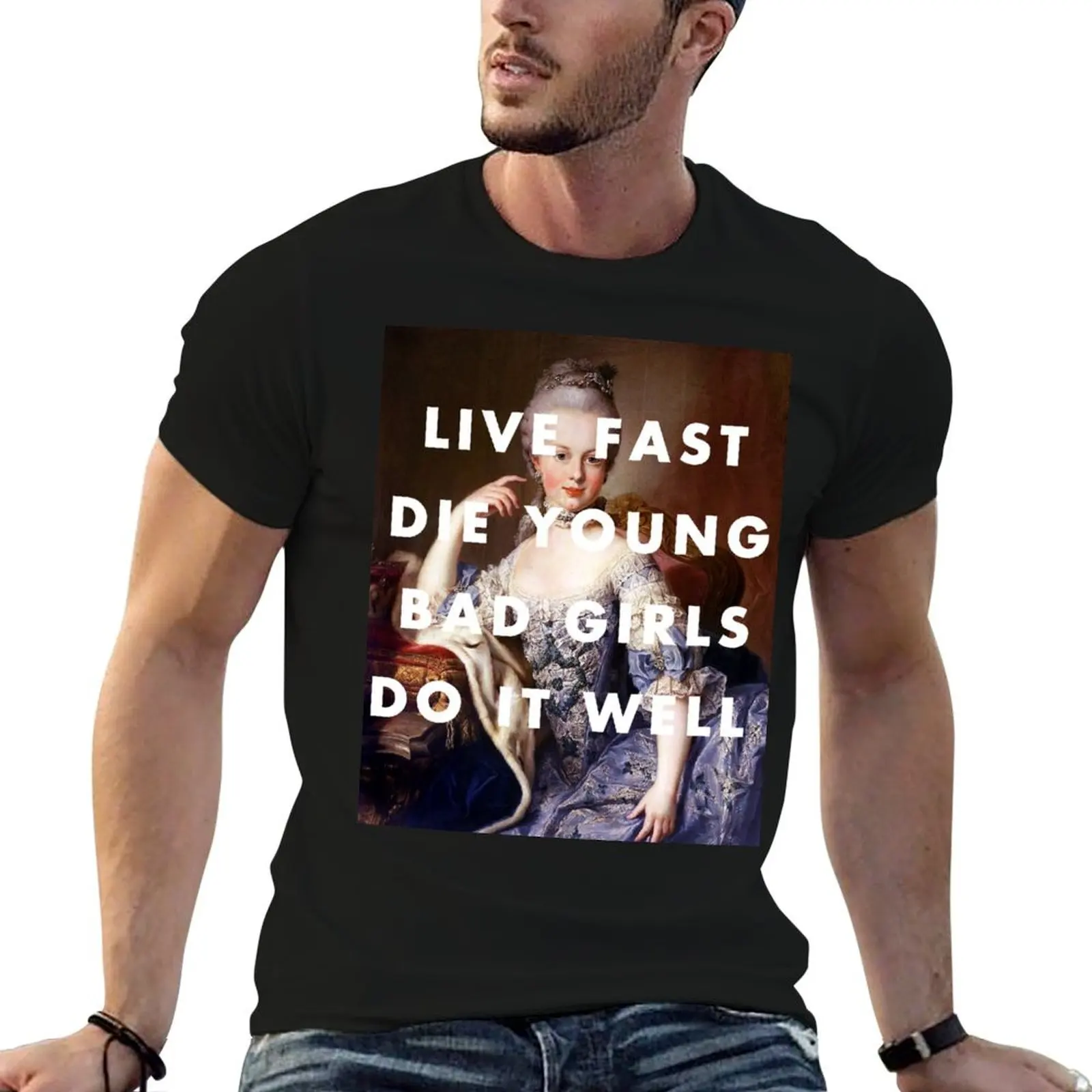 العيش بسرعة يموت الشباب الفتيات السيئات تفعل ذلك بشكل جيد تي شيرت مضحك تي شيرت الظلام الفكاهة رجل تي شيرت جرافيك تي شيرت