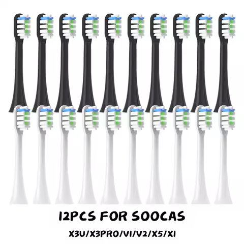 12PCS Replaceable Brush Heads for SOOCAS X1/X3/X3 Pro/X3U/X5/V1/V2/D3/D3 Pro Soft DuPont Sonic Electric Toothbrush