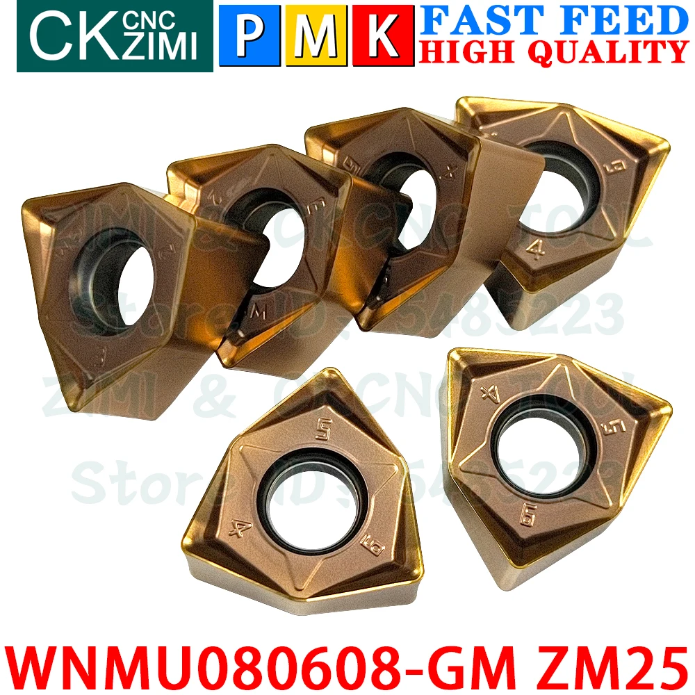 WNMU080608-GM ZM25 WNMU 080608 GH ZM25 Твердосплавная пластина Фрезерная пластина с быстрой подачей Инструмент с ЧПУ Индексируемые тяжелые фрезерные инструменты для стали Нержавеющая сталь